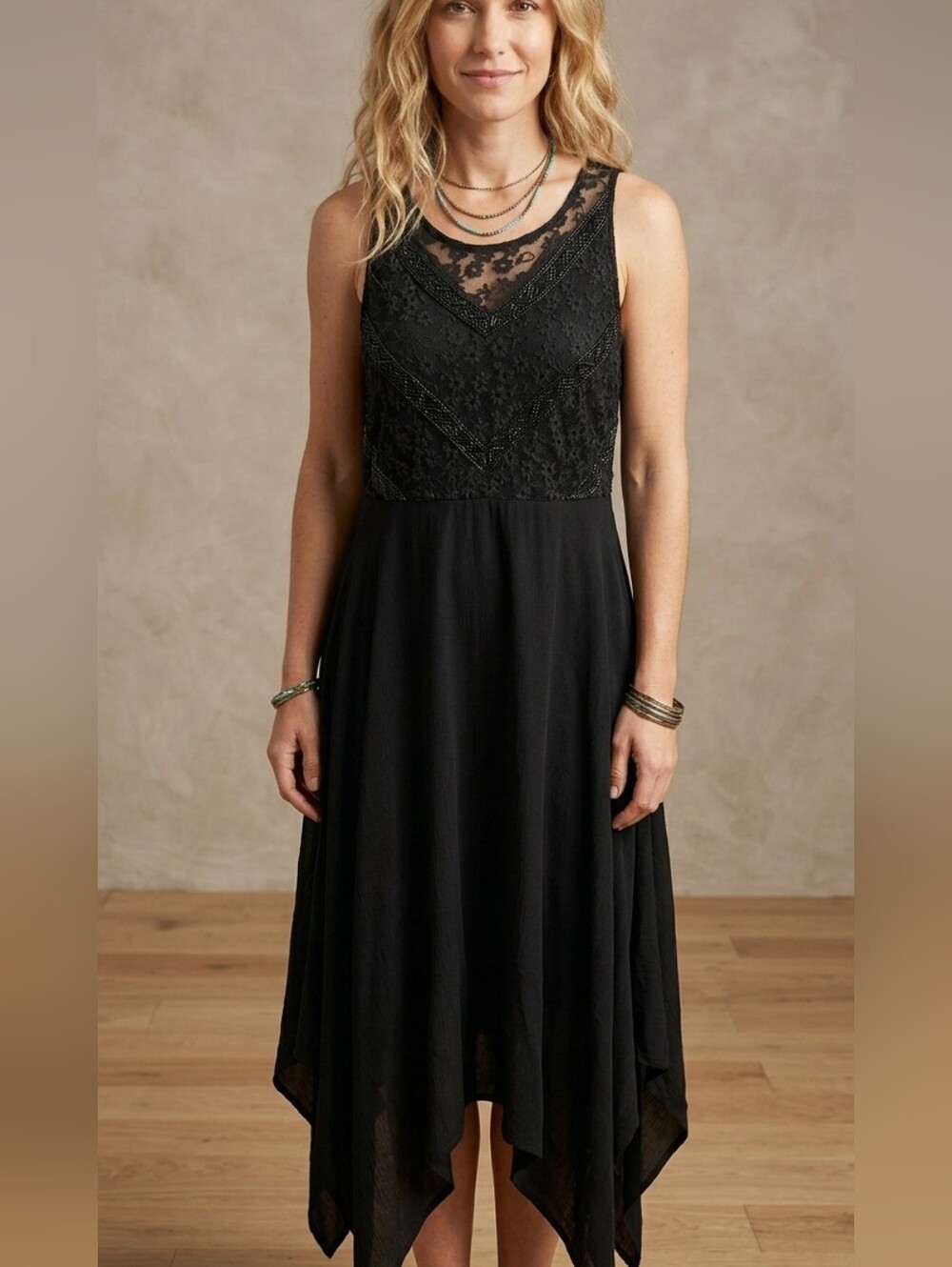 POL Black Lace High-Low Spring Wedding Dress Size M